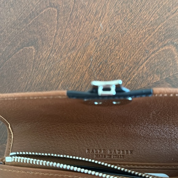 NWT Ralph Lauren Ricky Purple Label Leather Wallet Iconic Brown and Navy Color - Picture 7 of 10